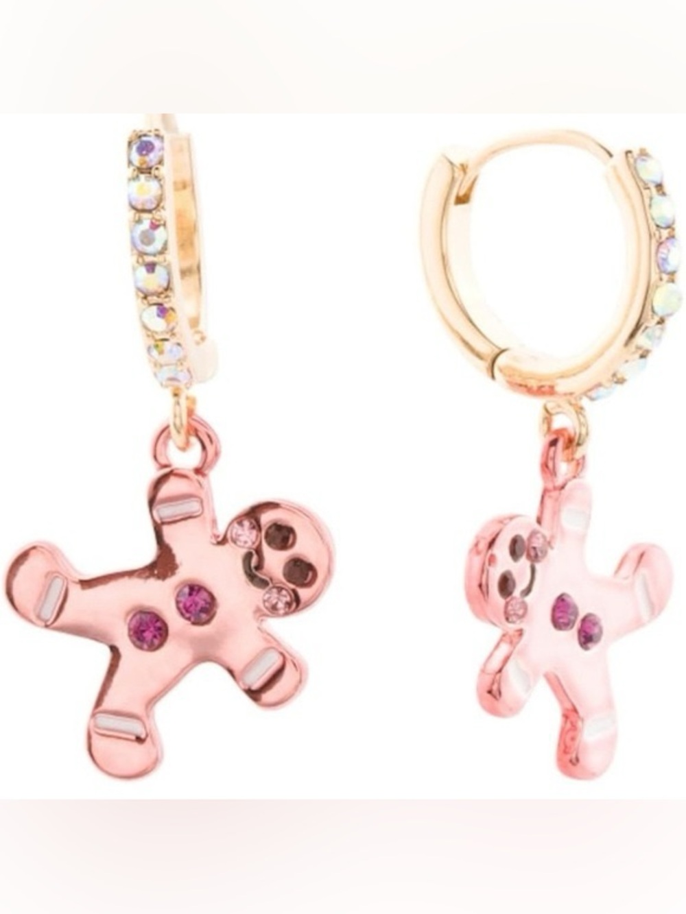 Gingerbread holiday huggie hoopss earrings Betsey Johnson NEW
